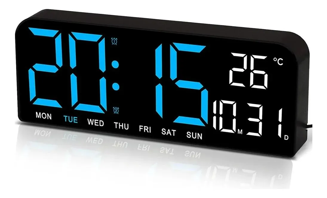 Reloj de pared digital con Termometro y Calendario